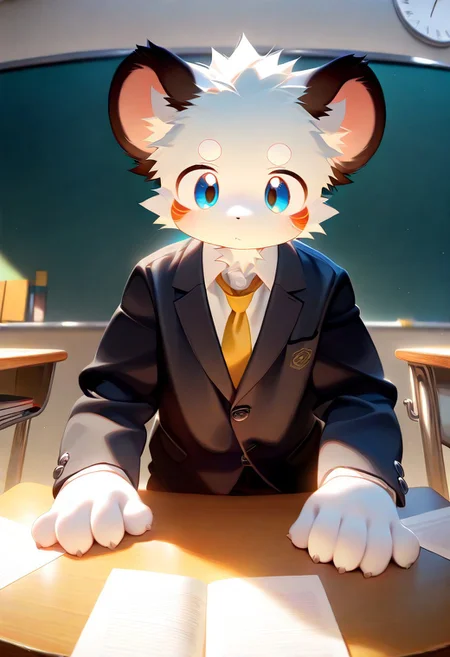 (zuppu11), xi410, 748cm, alens, nyalia, kyomu, youlichu, 1boy, solo, furry, cute, kemono, masterpiece, best quality, very awa, very aesthetic, absurdres, teacher, general