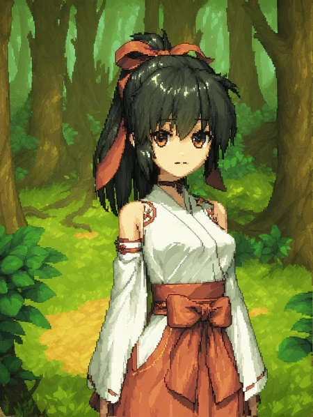 score_9, score_8_up, score_7_up, 
<lora:divinemikokoyori.pony.v1:0.5> divinemikokoyori
upper body, outdoors, forest, tree,
1girl,solo, <lora:Pixel_Art_Pony:0.8> Pixel_Art