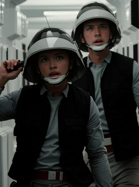 1woman, woman in rebel trooper uniform <lora:rebeltrooperv01:1> is surrendering, RAW photo, 8k uhd, dslr, soft lighting, high quality, film grain, Fujifilm XT3