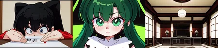 highly insanely detailed, masterpiece, top quality, best quality, highres, 4k, 8k, RAW photo, (very aesthetic, beautiful and aesthetic),
<lora:ranma_style_v1:0.5>,
(1girl:1.3), 1other,
__lazy-wildcards/dataset/background__,âââ