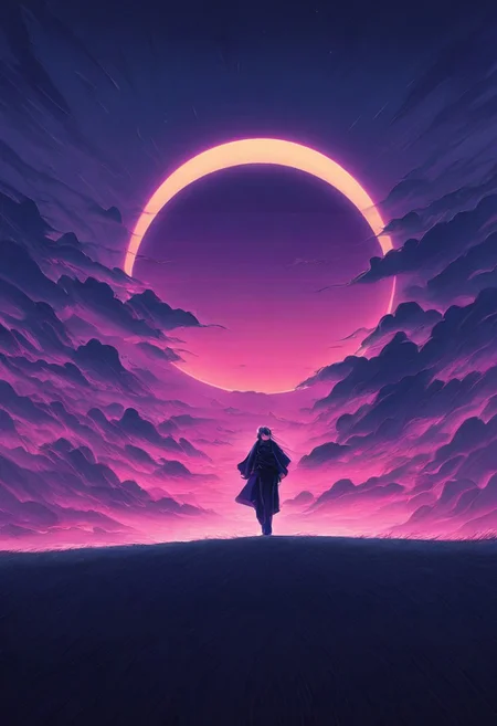 <lora:ck-neon-retrowave-IL-000012:1>, in the style of ck-rw, a woman walking towards the viewer, at night, moon and cloudy sky in the background
masterpiece,best quality,amazing quality