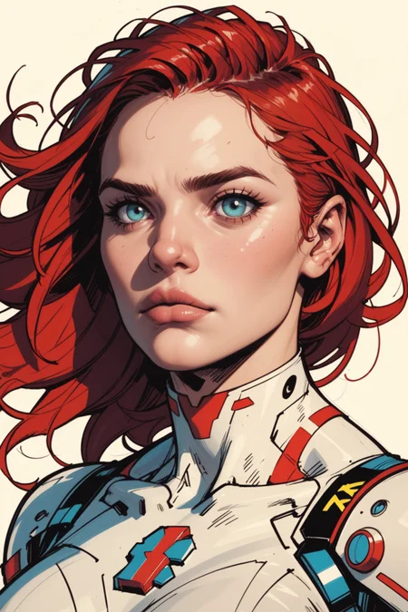 cyberpunk, science fiction, solo, 1girl, realistic, cable, android, lips, mechanical parts, portrait, cyborg, blue eyes, nose, closed mouth, upper body, aqua eyes, a_Comic_Illustration, rough lines with ink, (drawn:1.1), (sketch:1.5), (crosshatching:1.25), (comic style:1.1), graphic novel style, sharp lines, hires, zstyle, (western comics \(style\):1.1), (hatching \(texture\):1.2), zPDXL, Mr_Monster_Possitive, <lora:Expressive_H:0.5>, score_9, score_8_up, score_8_up,