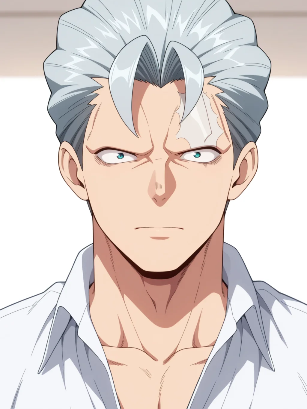 masterpiece, best quality, amazing quality, 1 boy, solo, male focus, Andy, grey hair, close up
