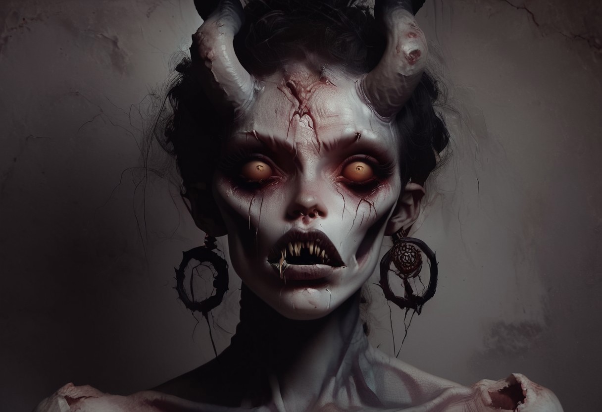 score_9_up, score_8_up, score_7_up, A stunningly realistic and brutal photo of a (terrifying) demon, the demon is arising out of a ouija board, the demon immediately evokes terror and the feeling of unease, looking into her eyes makes you feel like you are dying, ((insanely detailed eyes, scary eyes)), looking at viewer, focused on the demons face, oozing cracked skin, visceral, the demon draws your gaze and you cannot look away, death, evil, the ouija board is ancient and looks as though it has been around since the dawn of time waiting to release the demon, sinister, dark, immensely detailed, ((incredibly textured skin and face, hyper-realistic)), 8k resolution, masterpiece