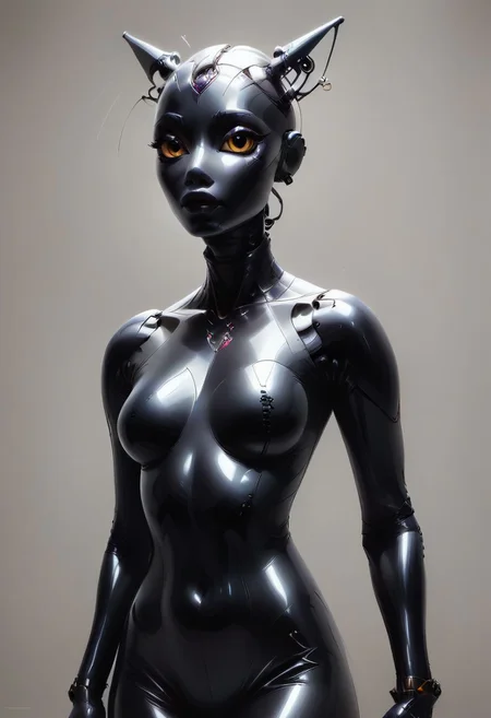 score_9, score_8_up, score_7_up, Expressiveh, g0thicPXL, latex, nfltx, glowing, neon, robot girl ((robot body)), proud, medium breasts, (big lips:0.6), (chrome body), metal harness and skirt, brushed copper accents, rim lighting, hair made of cables, solo, robot abs, access panels