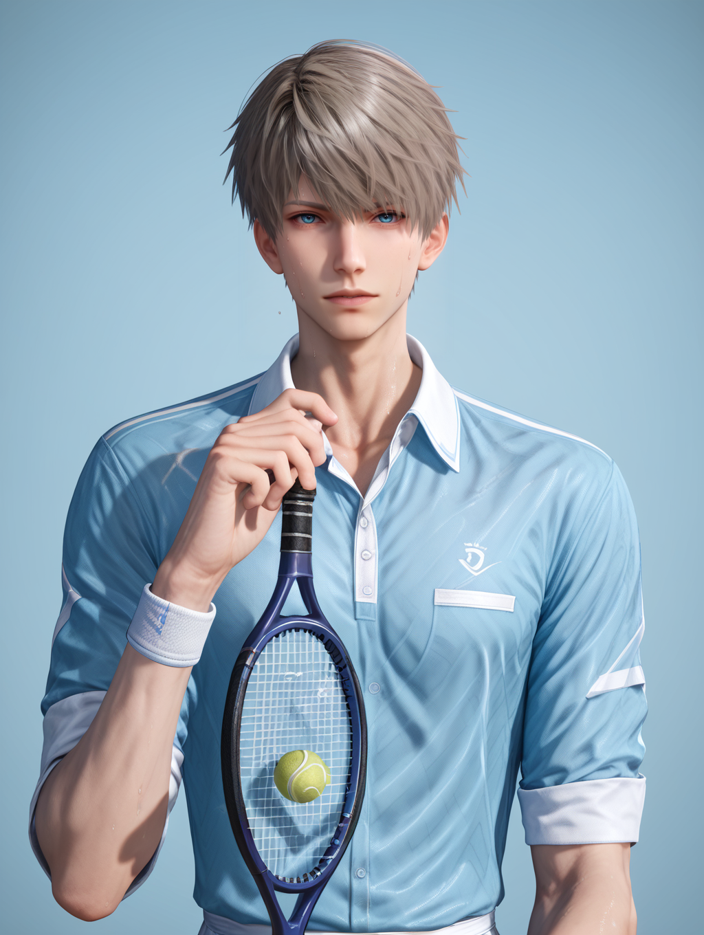 score_9,score_8_up,score_7_up,1boy,solo,yaoi,bara,male focus,fairly nsfw,uncersored,highres,best quality,amazing quality,best aesthetic,absurdres,<lora:add-detail-xl:1>,<lora:Expressive_H:1>,Expressiveh,<lora:xavier-000009:0.7>,xavier,tennis_uniform,standing,holding hat,looking at viewer,sweat,tennis court,