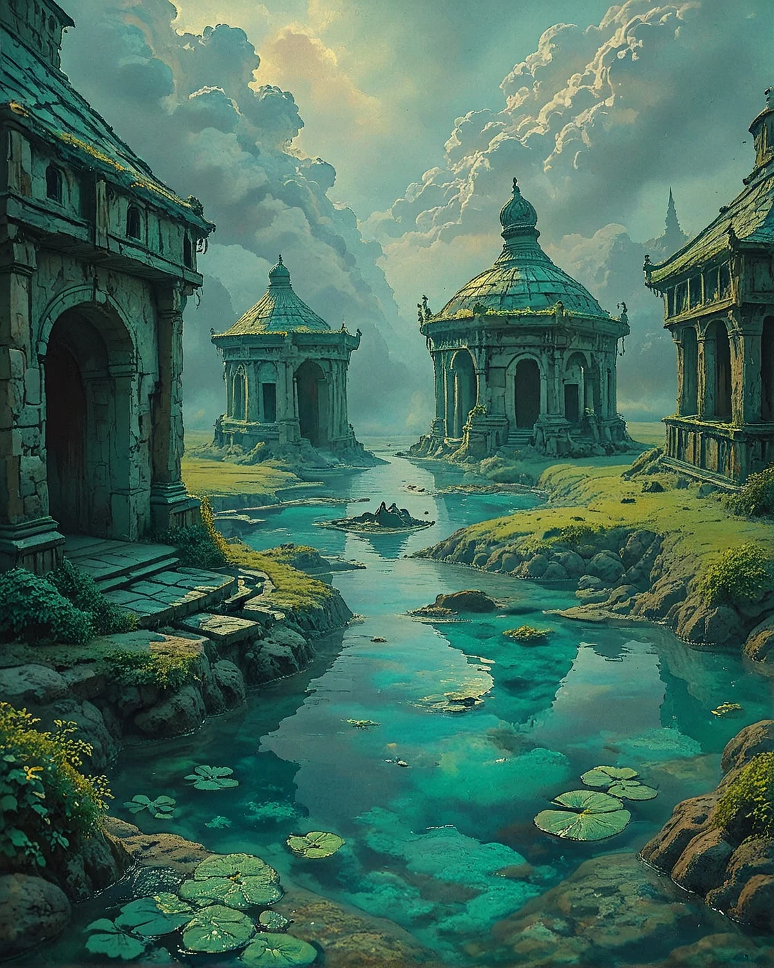 Surreal Landscape, Creator Landscape,
Theodore Rousseau (Barbizon School), Giant sequoia grove in morning mist, water striders on pond, roman bathhouse hypocaust,chamois leaping.
<lora:ClassipeintXL2.1:0.799> oil painting,
<lora:extremely_detailed:0.176> extremely detailed,
<lora:add-detail-xl:0.754>,
<lora:dreamshaperXL10_lora:0.689>,
<lora:Flux-XL_Scenery: 0.303> flux-scenery,
detailxl,
advntr,
<lora:tbh112-sdxl:0.7> style of Gregory Fromenteau,