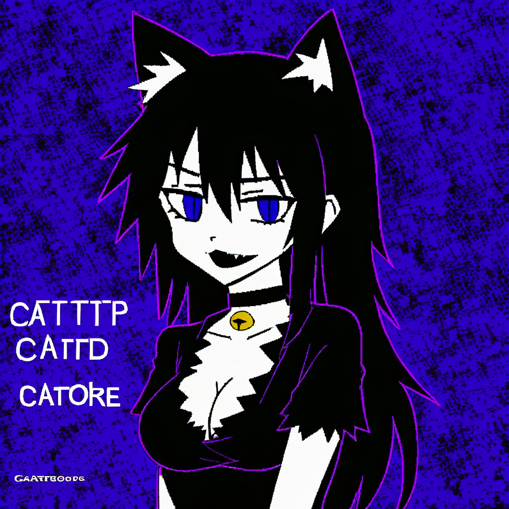 <lora:PONY_Breakcore_Aesthetic:1> breakcore, Digicore, glitchcore, pixelsorting, lineart, distorted, abstract, 1girl, solo, text, (catgirl, fang, medium breasts, cleavage), long hair, source_anime, choker,