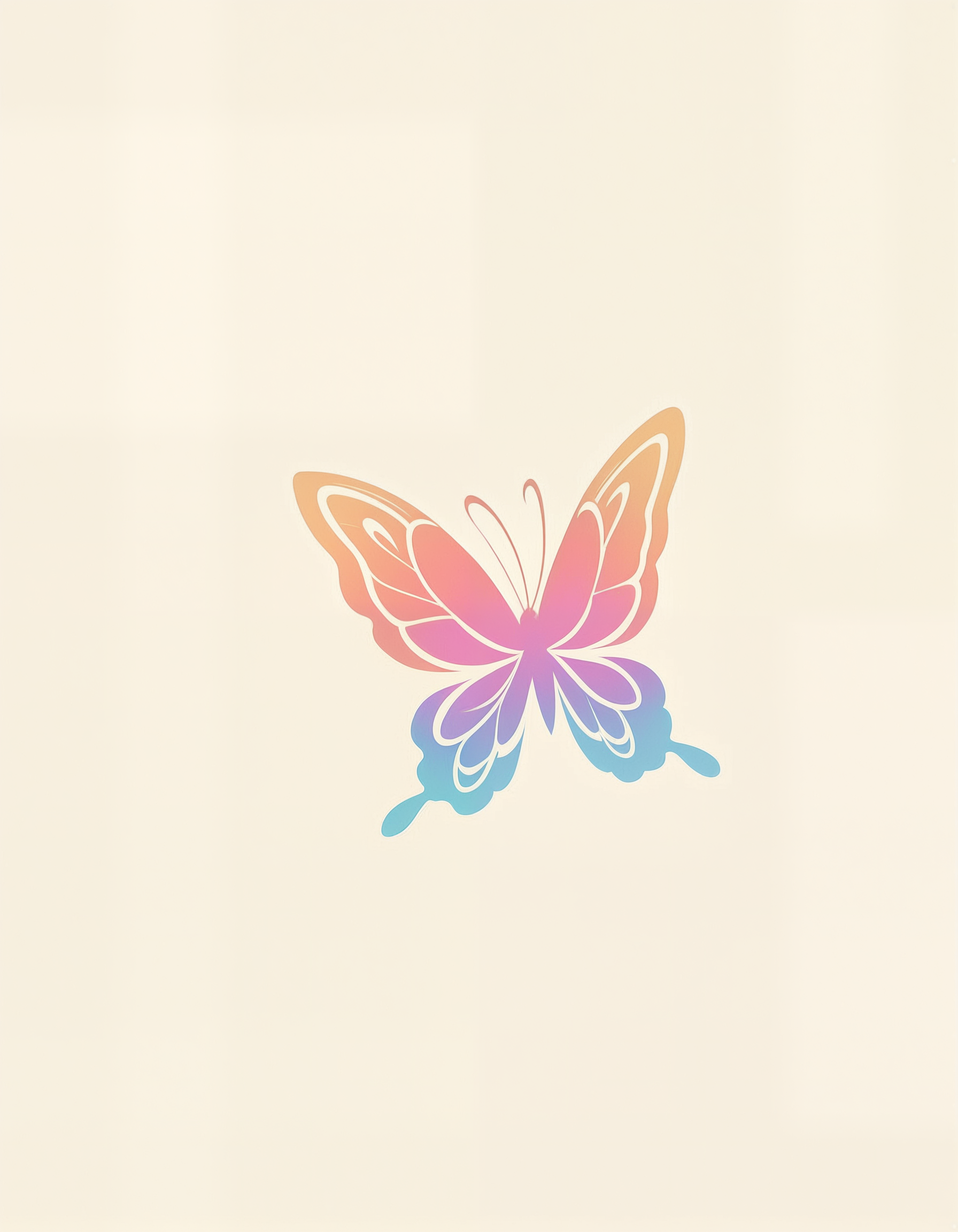 minimalistic, flat color, no lineart, colorful fantasy butterfly, simple background