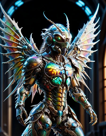 (best quality, masterpiece, colorful, dynamic angle, highest detailed)upper body photo, full body photo, fashion photography of cute ral-anmlsktn mechangel, glowing 4 wings, solo, glowing armor, glowing halo, building, glowing mechanical 4 wings (intricate details, hyperdetailed:1.15), detailed, light passing through hair, (official art, extreme detailed, highest detailed), made out of ral-anmlsktn <lora:ral-anmlsktn:1>