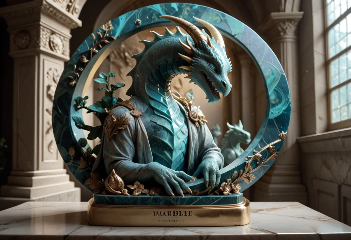 score_9, score_8_up, score_7_up, score_6_up, Dragon Marbleized as a statue ,
break,
looking at viewer, (front view),