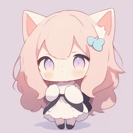 1girl, chibi, cat ears, depth of field, 8k, high resolution, burry background, pastel colors