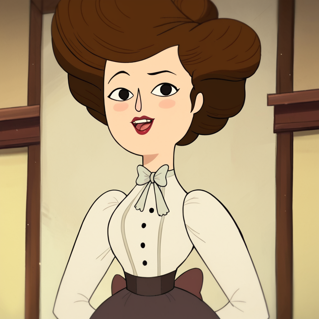 score_9, score_8_up, score_7_up, 1girl, Langtree, brown hair, lipstick, medium breasts, narrow waist, wide hips, looking at viewer, highres, high quality, masterpiece, <lora:Ms._Langtree:1>