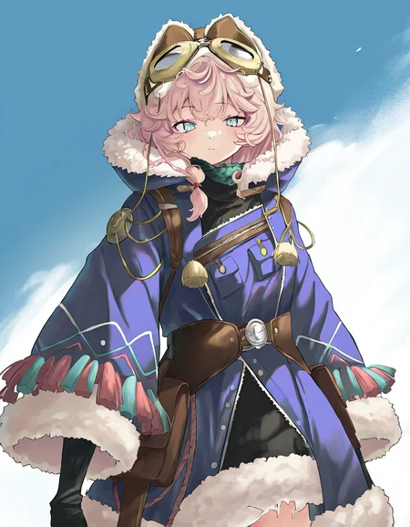 1girl,solo,simple background,white background,looking at viewer,cowboy shot,nautika.bf,goggles on head,<lora:nautika-000014:1>,, masterpiece, best quality, very aesthetic, absurdres,newest, incredibly absurdres,, toshizou \(0714\)