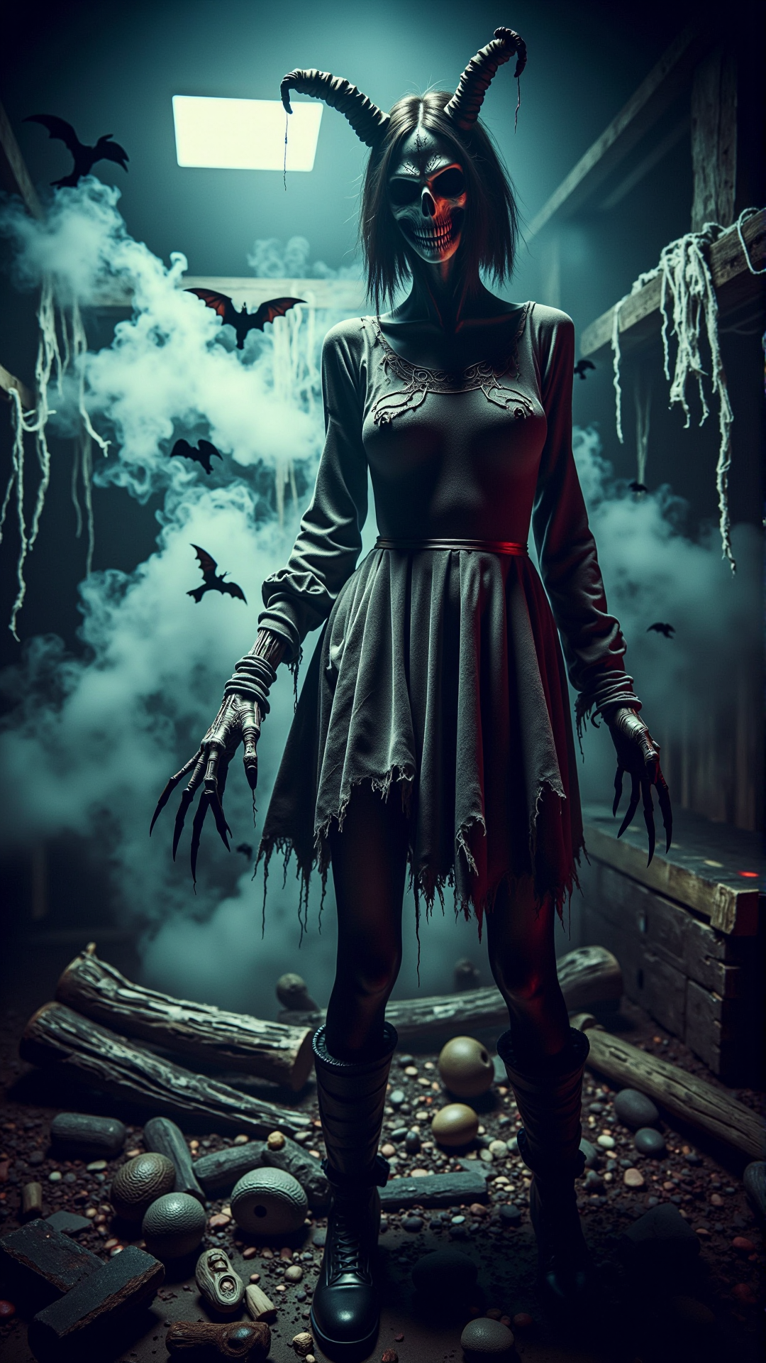 a photorealistic dark horror malevolence darkness Shogi <lora:DarkmosphericFlux:0.75> professional studio photography