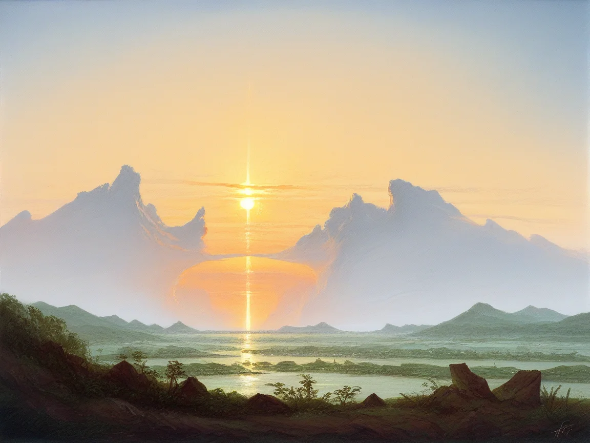 score_9, score_8_up, score_7_up, score_6_up, score_5_up, <lora:fr13dXLP:1> fr13d, outdoors, scenery, traditional media, landscape, sunset