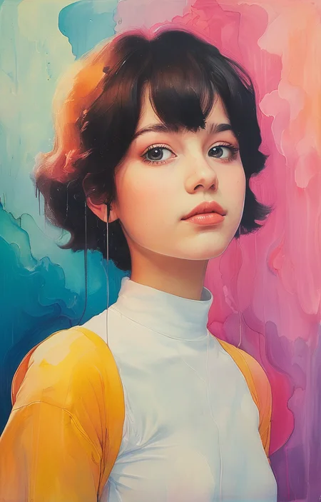masterpiece,best quality,<lora:tbh222-sdxl:0.9>,illustration,style of Ronnie Landfield tech genius teenage girl