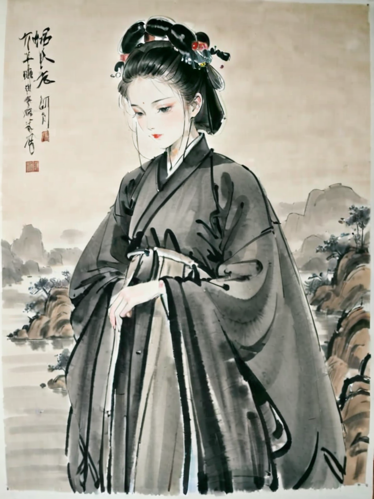 <lora:xl_shuimo-000012:1>,ink wash painting,chinese clothes,