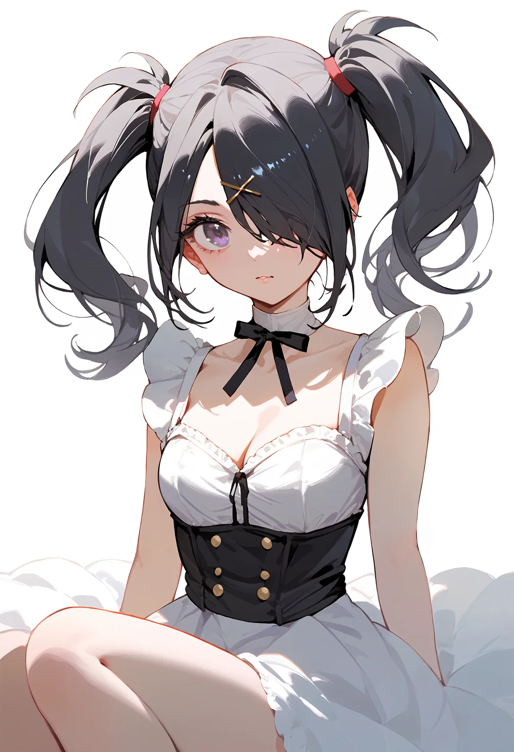 (score_9, score_8_up, score_7_up), 1girl, amechan, hair over one eye, Satin bustier top and satin joggers set, <lora:NGO-PO-v1A-000008:0.8>