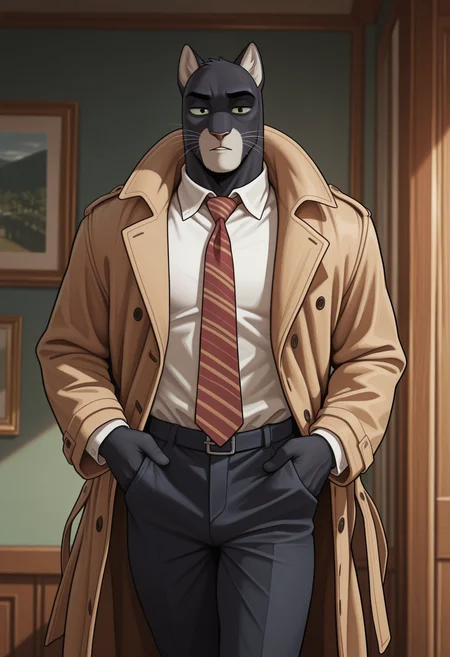 masterpiece, best quality, amazing quality, solo, 1boy, JohnBs, coat, white shirt, pants, necktie