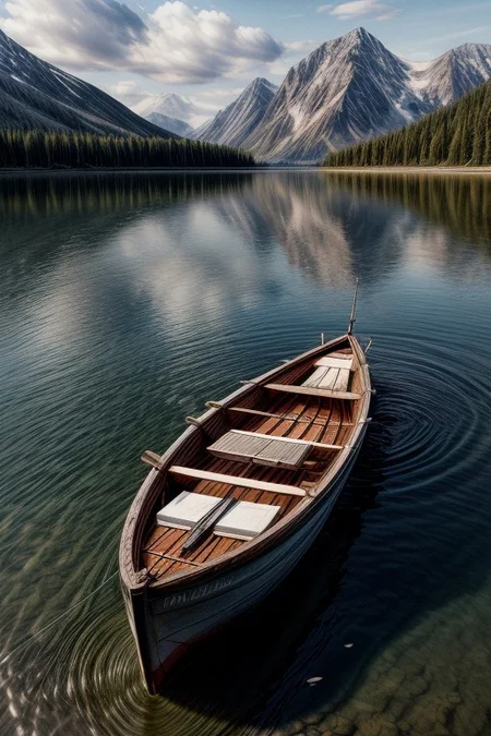 masterpiece, best quality, ultra-detailed, realistic, 8k, RAW photo, distant-view, (fisherman fishing on small boat in the middle of the lake, small fish were flying on the water around the fisherman:1.37), eagle on distant trying to catch the fish, award winning realistic photography, morning, a bit cloudy, scenery photography, perfect shadow, perfect natural lighting, rich colors, perfect composition, perfect colors, flawless complexion photo, perfect intricate detailed, lakes, surreal, lifelike, real life scenery photo, top quality, trending on artstation, meadows, glitter, prettiest landscape, all kinds of flowers, fantastic, stunning, outstanding, breathtaking beautiful nature photo, out-of-this-world scenery, perfect reflection on water, depth of field,