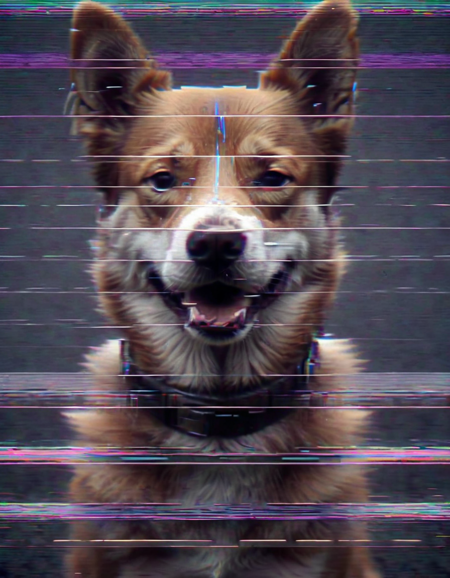 vhsartisticlora, 1dog, solo, glitch