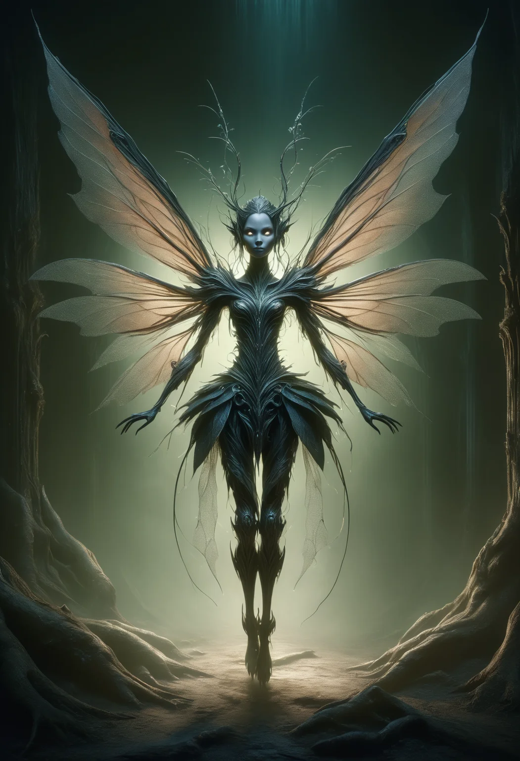 female fairy, enchanting ethereal creature, beauty, nature, protectors creatures, sacred places, 1 to 2 feet tall, delicate wings, delicate wings, flit through the air, fantasy, earthen,malevolent,machinized,family-friendly,sunny,hazardous,ethnic cuisine,air quality,achievement,innovative ,revolt advanced time loop ,DonM3v1lM4dn355XL <lora:DonM3v1lM4dn355XL-v1.1-000012:0.8>
