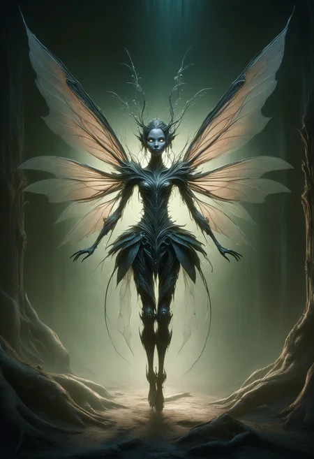 female fairy, enchanting ethereal creature, beauty, nature, protectors creatures, sacred places, 1 to 2 feet tall, delicate wings, delicate wings, flit through the air, fantasy, earthen,malevolent,machinized,family-friendly,sunny,hazardous,ethnic cuisine,air quality,achievement,innovative ,revolt advanced time loop ,DonM3v1lM4dn355XL <lora:DonM3v1lM4dn355XL-v1.1-000012:0.8>