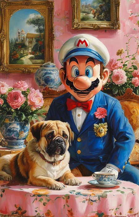 masterpiece,best quality,<lora:tbh343-sdxl:0.75>,illustration,style of Mario Buatta animals