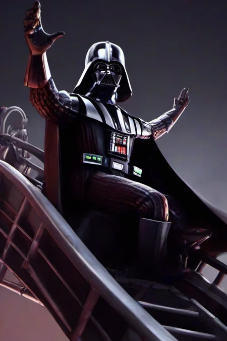 Masterpice,High Quality,
 <lora:PE_DarthVader:0.8> PEDarthVader
riding a rollercoaster,arms up
