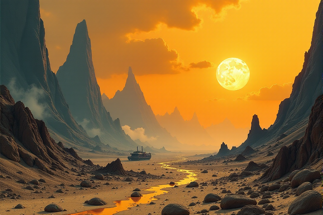 A post-apocalyptic wasteland rendered in Chrono-Impressionist Temporal Flux, where multiple time periods blend and shift. Use toxic orange and nuclear grey to represent different eras, creating a dynamic, time-bending compositionâââ
