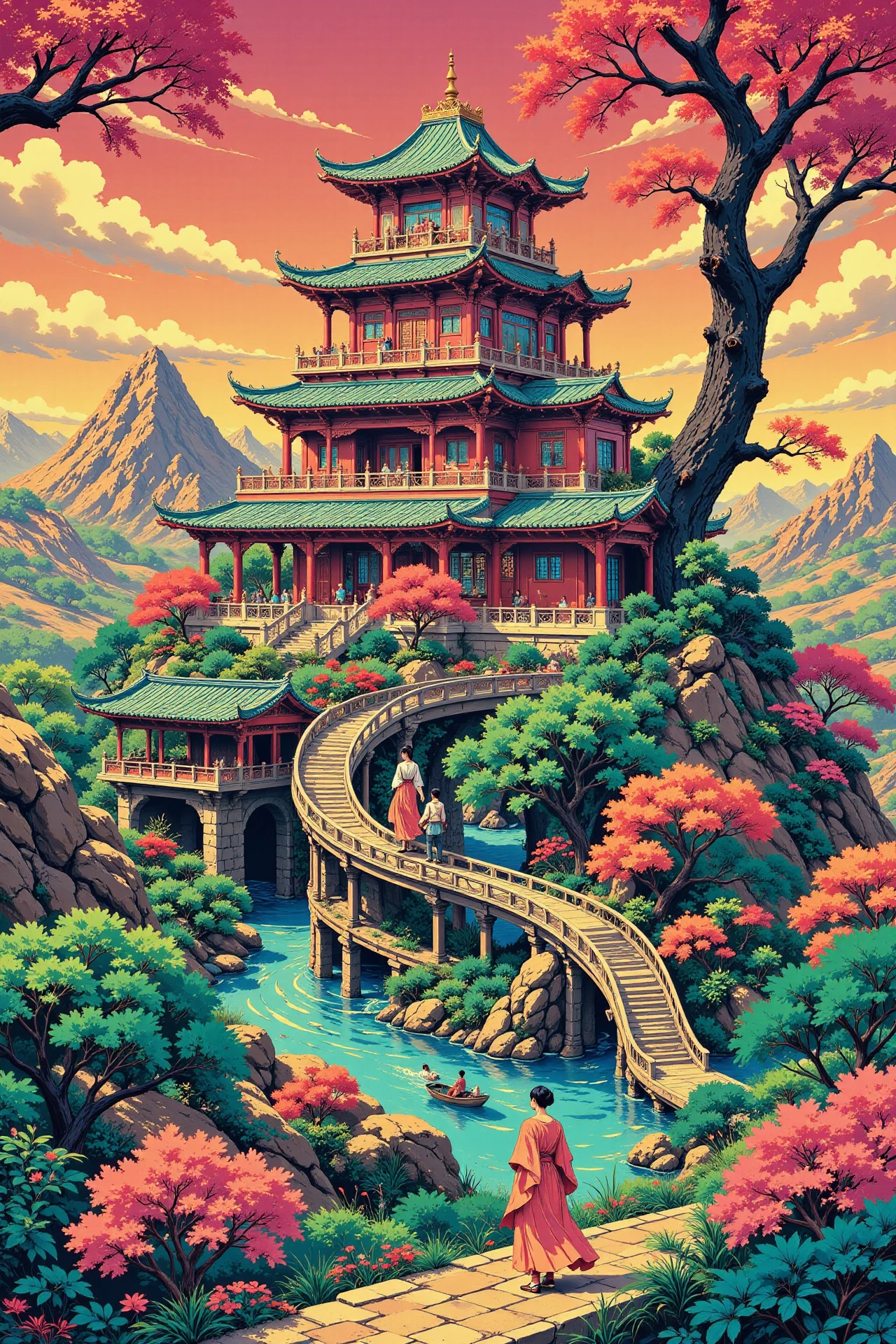 a chinese mansion beautiful landscape, wind, woman, very intricate, very detailed, sharp, bright, colorful, <lora:Hand v2:0.5> <lora:Anti-Blur:1><lora:Insane Detail Slider:0.25>  <lora:flux.1_lora_flyway_Epic-detail_v2:0.3> <lora:fluxenhancer:0.25> <lora:ROWER:0.6> <lora:flux-charmer-v1-1:0.4>>  <lora:Anime_style:0.8> anime style