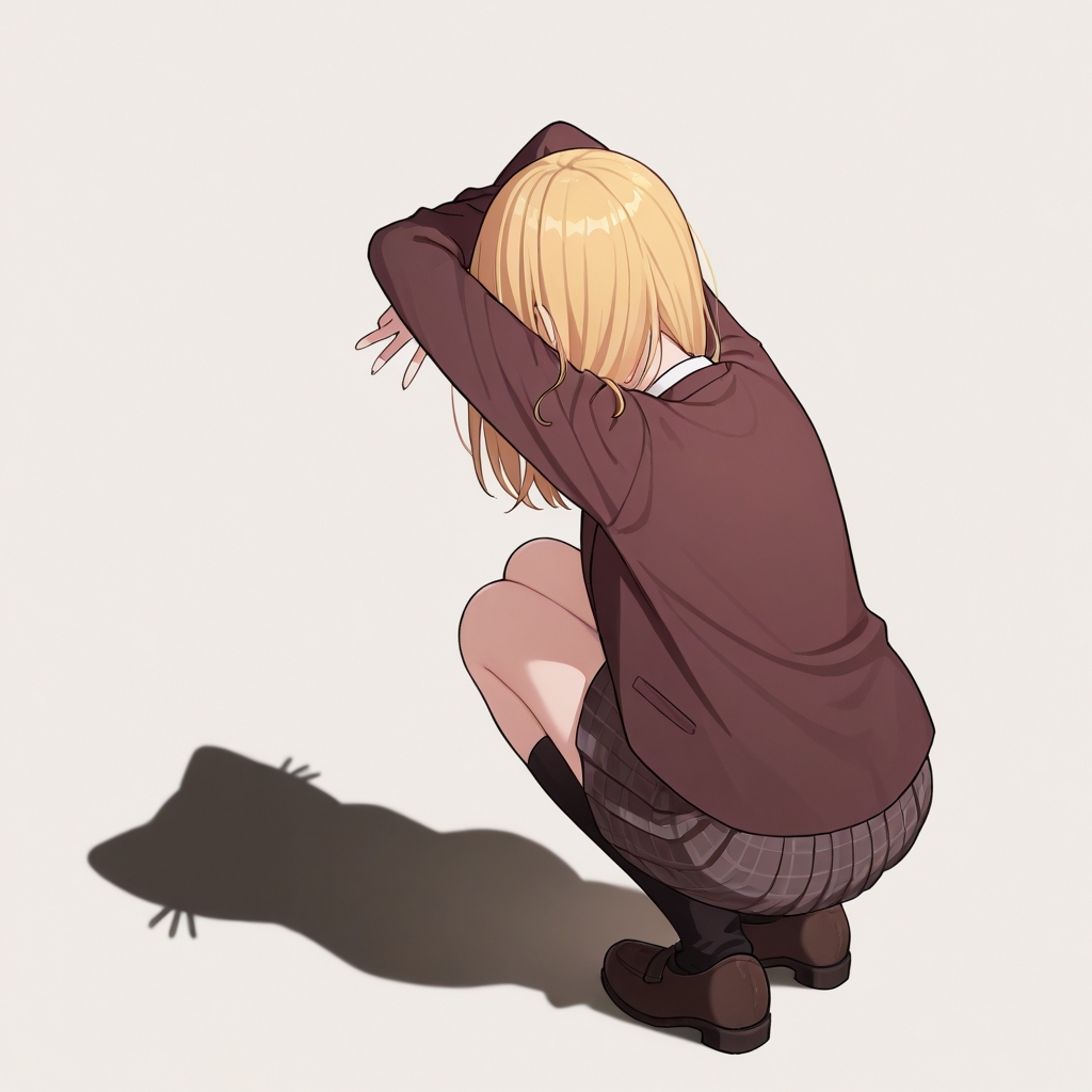 masterpiece, best quality, highres, simple background, 
1girl, , csp, squatting, shadow, arms up, 
 <lora:cat_shadow_puppet_il_v1:0.8>