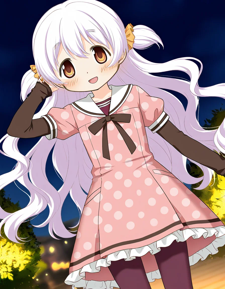 masterpiece, best quality, newest, absurdres, highres, safe, 1girl, momoe nagisa \(casual costume\), magia record: mahou shoujo madoka magica gaiden, solo, night, outdoors, dutch angle, <lora:momoe_nagisa_noobaiXLNAIXL_vPred10Version:0.7>