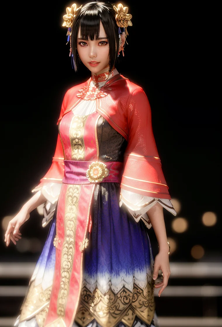 (daqiao:0.9),realistic, 8K, (photorealistic:1.4), beautiful eyes, best quality, ultra-detailed, 1girl, photon mapping, physically-based rendering, (((looking at camera))), realistic, solo, day, glowing skin, <lora:daqiao:1.2>, <lora:CHDoll:0.2>, (((bokeh background))), (gravure pose),