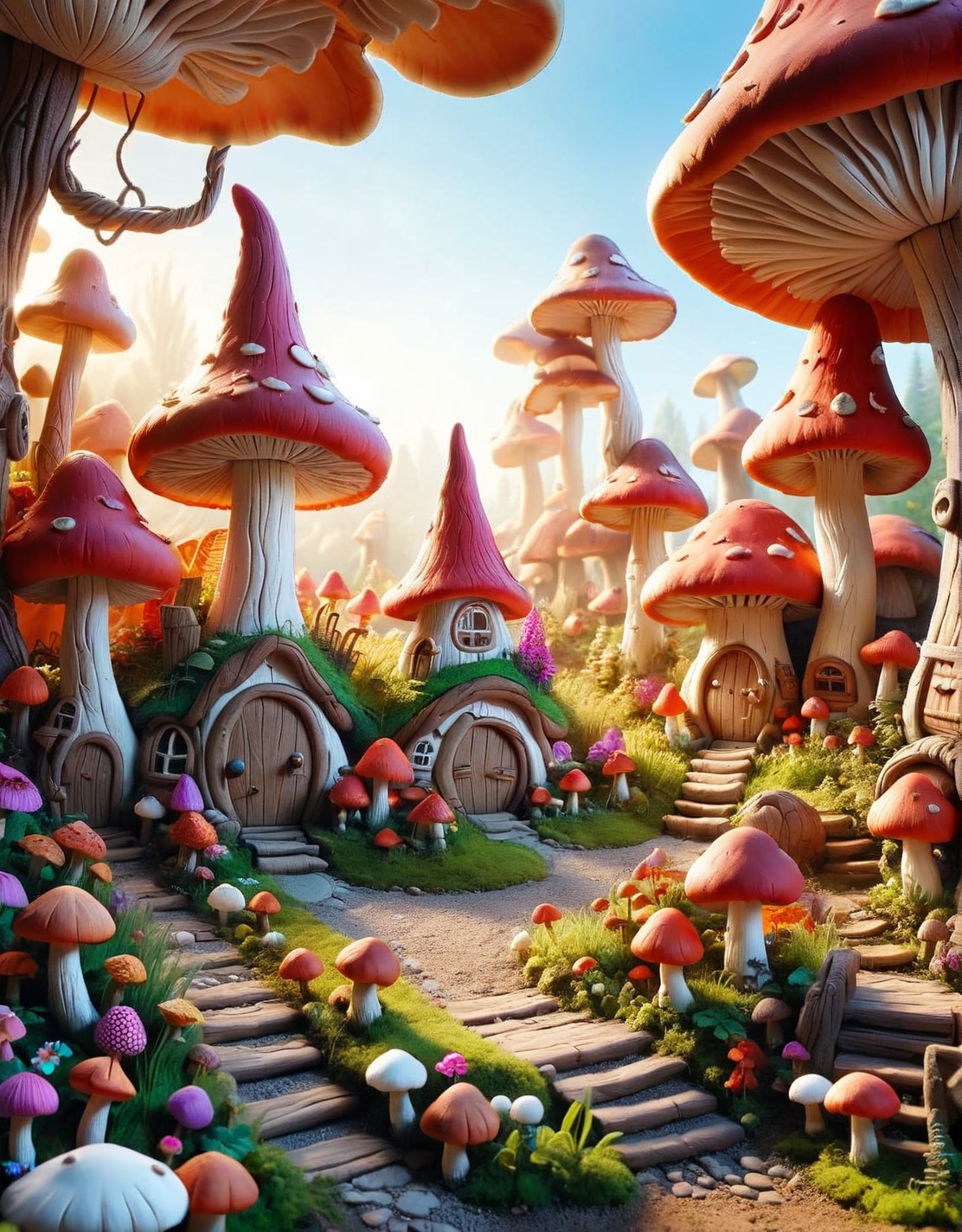ais-hppycly a whimsical gnome village nestled amongst giant mushrooms <lora:ais-hppycly-sdxl:1>
