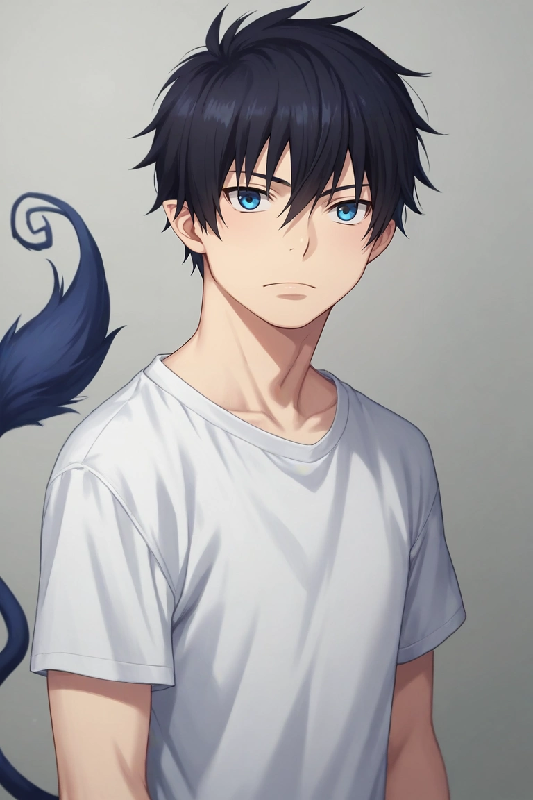score_9, score_8_up, score_7_up, source_anime, rating_safe, , (photorealistic:0.6), , depth of field, 1boy, solo, male focus, <lora:rin_okumura_pony:0.88>, rin_okumura, black hair, blue eyes, short hair, hair between eyes, tail, , , <lora:sdxl_lightning_8step_lora:1>
