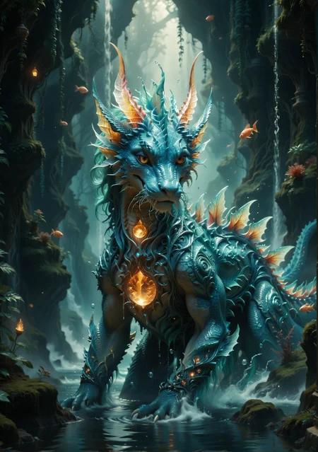 score_9, score_8_up, score_7_up, score_6_up, MyNewFantasy, (mystical creature), timeless, water, chill, hybrid: fish and dragon, armageddon,