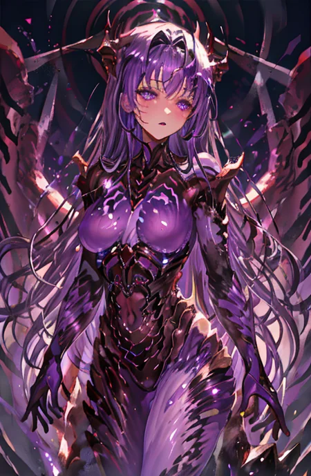 <lora:starcraft 2 queen of blades:1>, purple skin
