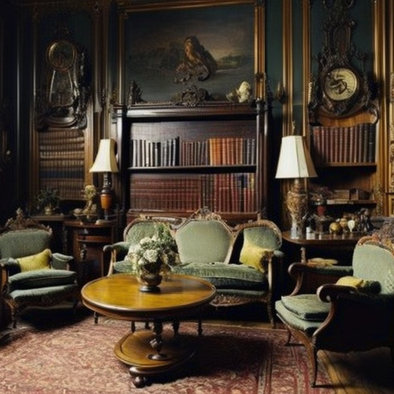 <lyco:antique_style_interior_design_Sa_May:1.0>  antique interior , early 1900s living room