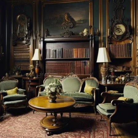 <lyco:antique_style_interior_design_Sa_May:1.0> antique interior , early 1900s living room
