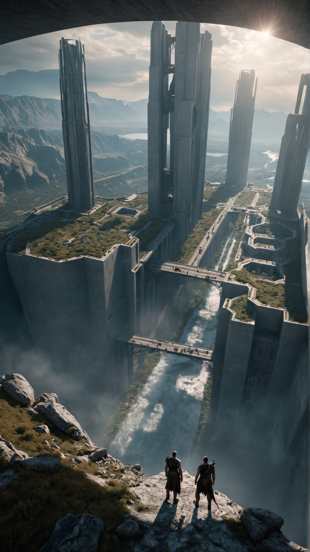 (Cinematic film still:1.7) Hyperrealistic art a breathtaking and awe-inspiring landscape image that pushes the boundaries of imagination and creativity. Imagine a world where reality bends and merges with fantasy, creating a surreal and ethereal atmosphere, with unique shapes, (buildings and formations:1.5) that capture the light in fascinating ways. In this world (a strange artefact, remnants of a long extinct overworldly intelligent civilization:1.5) stands as a testimony of engineering prowess. Add a sense of depth and grandeur with epic lighting and atmospheric effects. Pay attention to detail, ensuring that the landscape is rich in texture and intricate in design. exotic, transient, superb, cacophonic, complex, (vibrant:1.7), <lora:Brutalism:0.1> brutalism <lora:Action-sdxl-V0.5:1> in a zdyna_pose, dutch angle, from above, very wide camera angle actions scene, foreshortening, . Extremely high-resolution details, photographic, realism pushed to extreme, fine texture, incredibly lifelike . shallow depth of field, vignette, highly detailed, high budget, bokeh, cinemascope, moody, epic, gorgeous, film grain, grainy