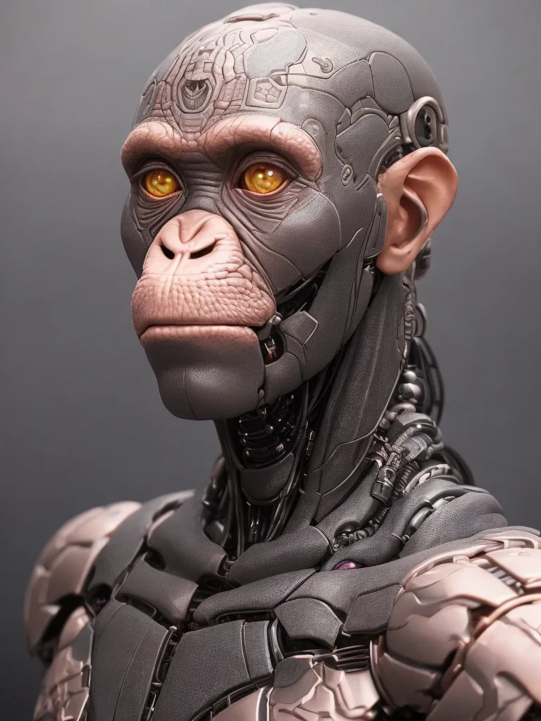 (highly detailed:1.2),(best quality:1.2),8k,emb-rrf-low
(highly detailed cybernetic chimpanzee:1.3), (full body:1.2), (large black tattoos on face:1.3), (thick black markings:1.3), (portrait:1.2), (highly detailed jungle:1.2)
(very detailed clothes:1.2), rpg, elden ring,(futuristic:1.2),(highly detailed background:1.3), (hyperrealistic:1.2), highly detailed professional portrait, art by wlop and, greg rutkowski