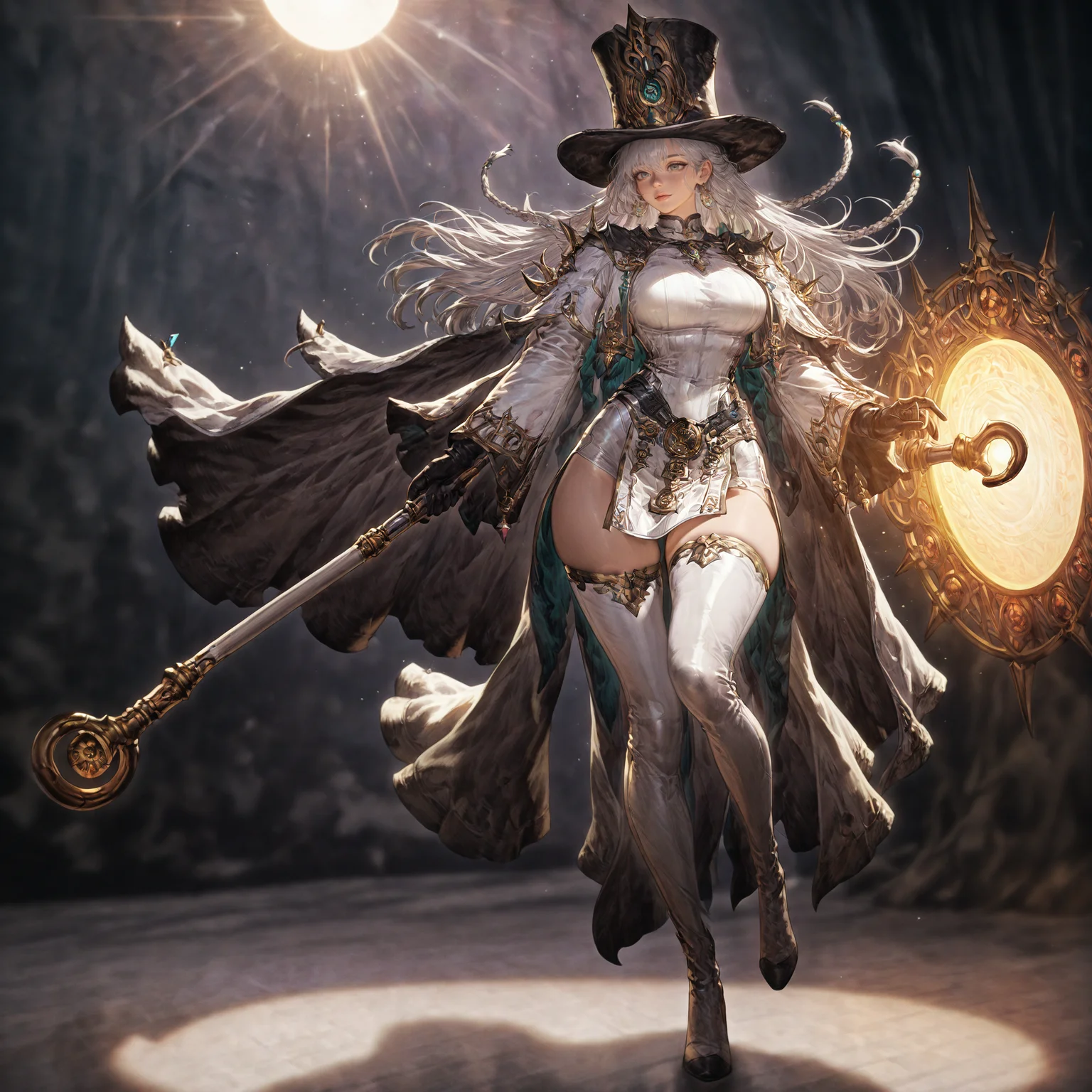 1girl, graycolor_full, <lora:lora-000015.TA_trained:1>, fullbody,
magician, holding cane, cape, white robe, fullbody, detailed face, increase details, ultimate detailed, newest, photorealistic, <lora:DetailedEyes_V3:1> <lora:detailed_hands-000002:1> hand