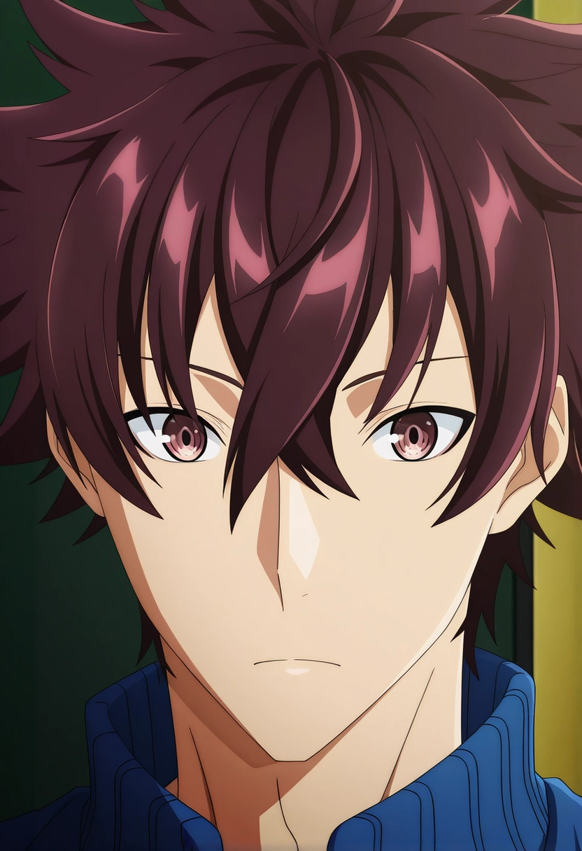 masterpiece, best quality, , anime screencap, anime coloring, official style,, 1boy, solo, male focus, <lora:yuuya_tenjou_ilxl:0.92>, yuuya_tenjou, brown hair, brown eyes, short hair, hair between eyes, spiked hair, bangs, ,
