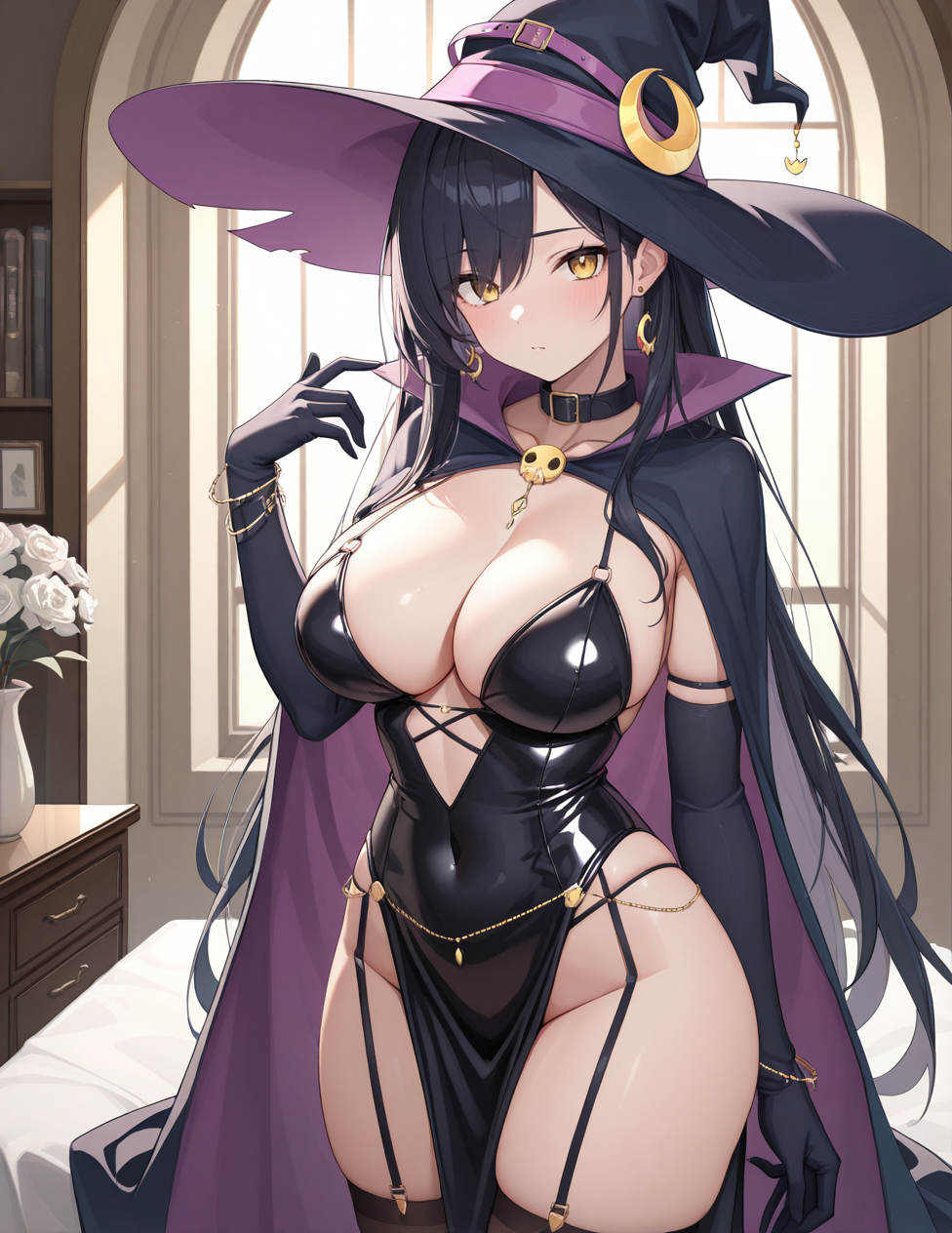 (masterpiece, best quality, ultra detailed, 8k, 4k, hi res, absurdres:1.3), (detailed texture lighting, detailed surface lighting) BREAK sexy witch, 1girl, solo focus, detailed digital art, detailed lighting, extra details,