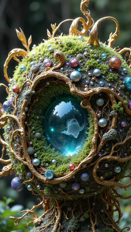 masterpiece, 4k, 8k, sharp, a intricate representation of a smoth surface with moss made of planet. There are pearl that are gems and embedded inside of the crown, the light is cinematic during day in a pleasant nature setting.
detailmaximizer, Midjourney_Whisper <lora:[Flux1]_flux_vividizer:0.3> <lora:[Flux1]_scenery_lora_comfy_converted:0.2> <lora:[Flux1]_Opal_Fantasy_Flux:0.5> <lora:[Flux1]_aidmaPsychadelicChaosWorld-FLUX-v0.1:0.3> <lora:[Flux1]_aidmaImageUpgrader-FLUX-V0.1:0.1> <lora:[Flux1]_midjourney_whisper_flux_lora_v01:0.1> <lora:[Flux1]_SXZ_Nixeu_Flux:0.5>