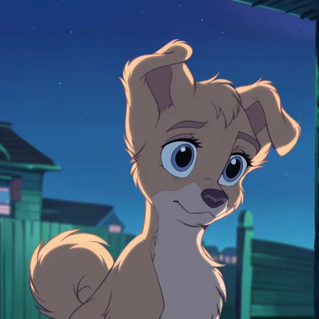 score_9, score_8_up, score_7_up, score_6_up, score_5_up, score_4_up, <lora:Angelladyandthetramp:1>, angellat, tail, 1girl, solo, animal ears, closed mouth, sky, indoors, blurry, no humans, window, night, blurry background, star \(sky\), dog ears, night sky, furry, starry sky, furry female, white fur, animalization, animal nose, dog, yellow fur, body fur, blue eyes