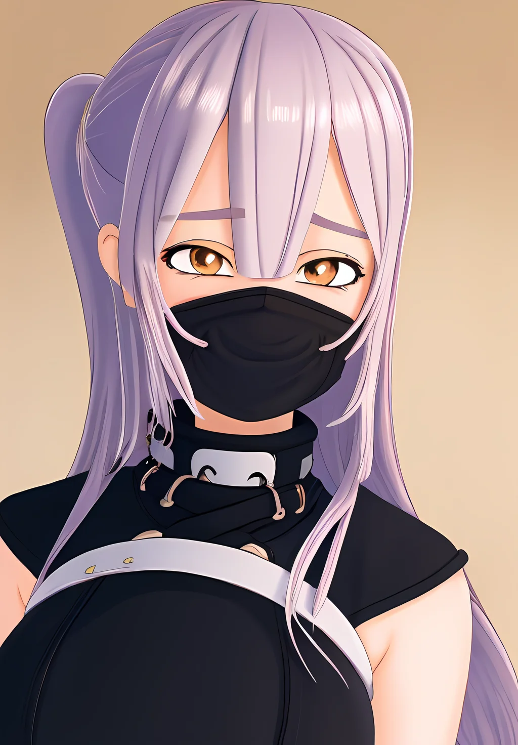 <lora:konoichi_chiyome:0.8>, konoichi_chiyome, 1girl, solo, smile, portrait, facemask, ninja, fishnets, (seductive, alluring, charming:1.3), (highly detailed, high quality:1.3)
