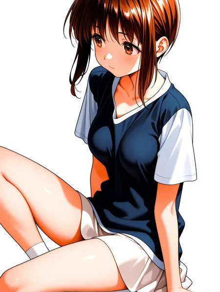 masterpiece,best quality,newest,
1girl,solo,
<lora:k_miu_ilxl_v1.1:1>,miu,short hair,brown hair,brown eyes,m_clothes,white mini skirt,
<lora:Fixhands_anime_bdsqlsz_V1:1>,white_background,simple_background,sitting,medium breasts,